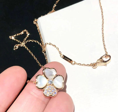 [Lora]CLOVER MOP DIAMOND ROSE GOLD NECKLACE