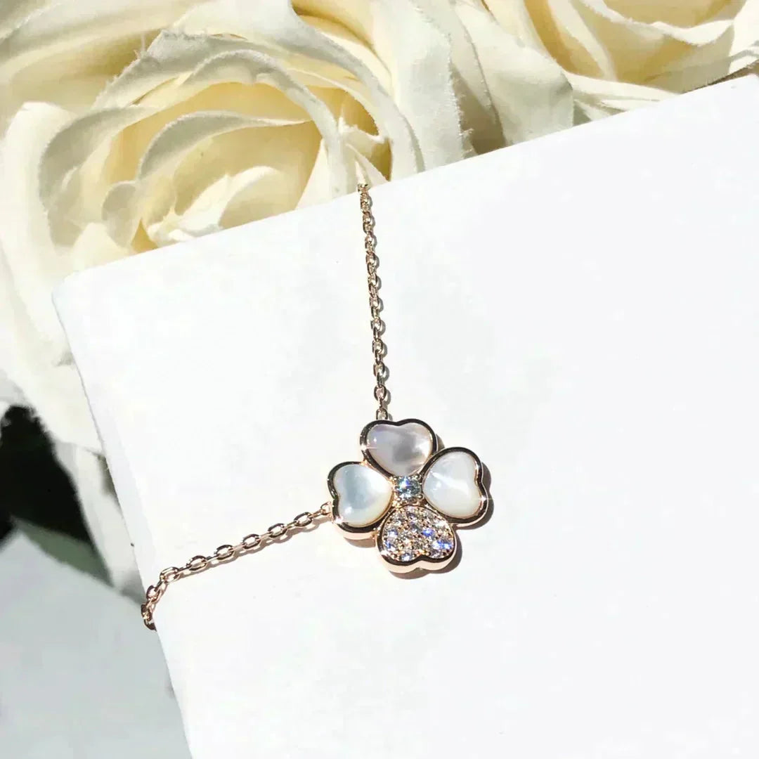 [LORA]CLOVER MOP DIAMOND ROSE GOLD NECKLACE