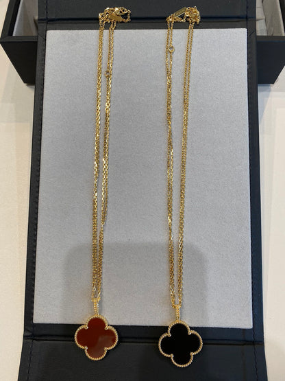[LORA]CLOVER 25MM NECKLACE GOLD CARNELIAN