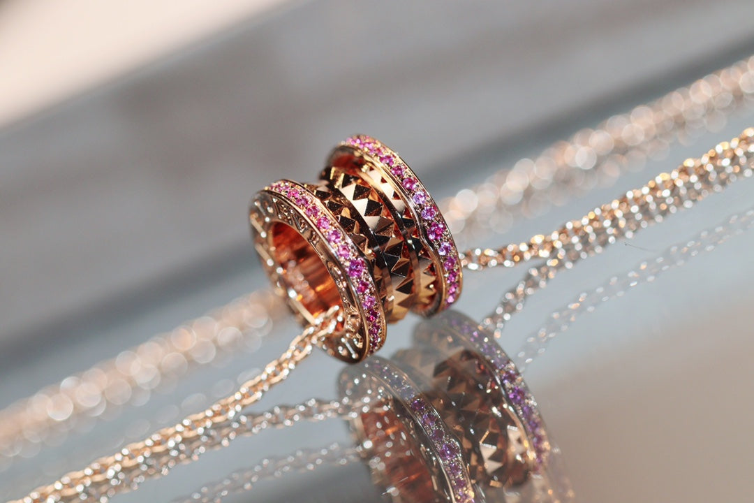 [LORA]ZERO 1 ROCK PINK GOLD PINK DIAMOND NECKLACE