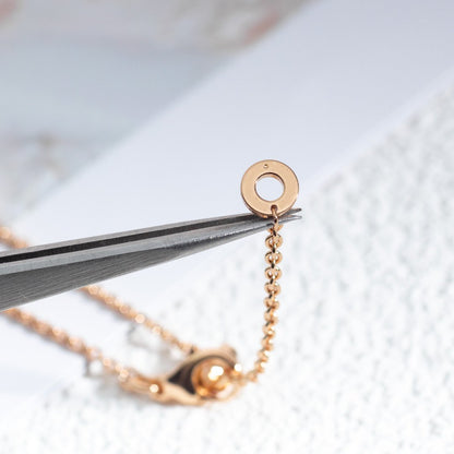 [LORA]ZERO 1 WHITE CERAMIC PINK GOLD DIAMOND NECKLACE