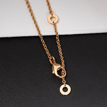 [LORA]ZERO 1 WHITE CERAMIC PINK GOLD DIAMOND NECKLACE