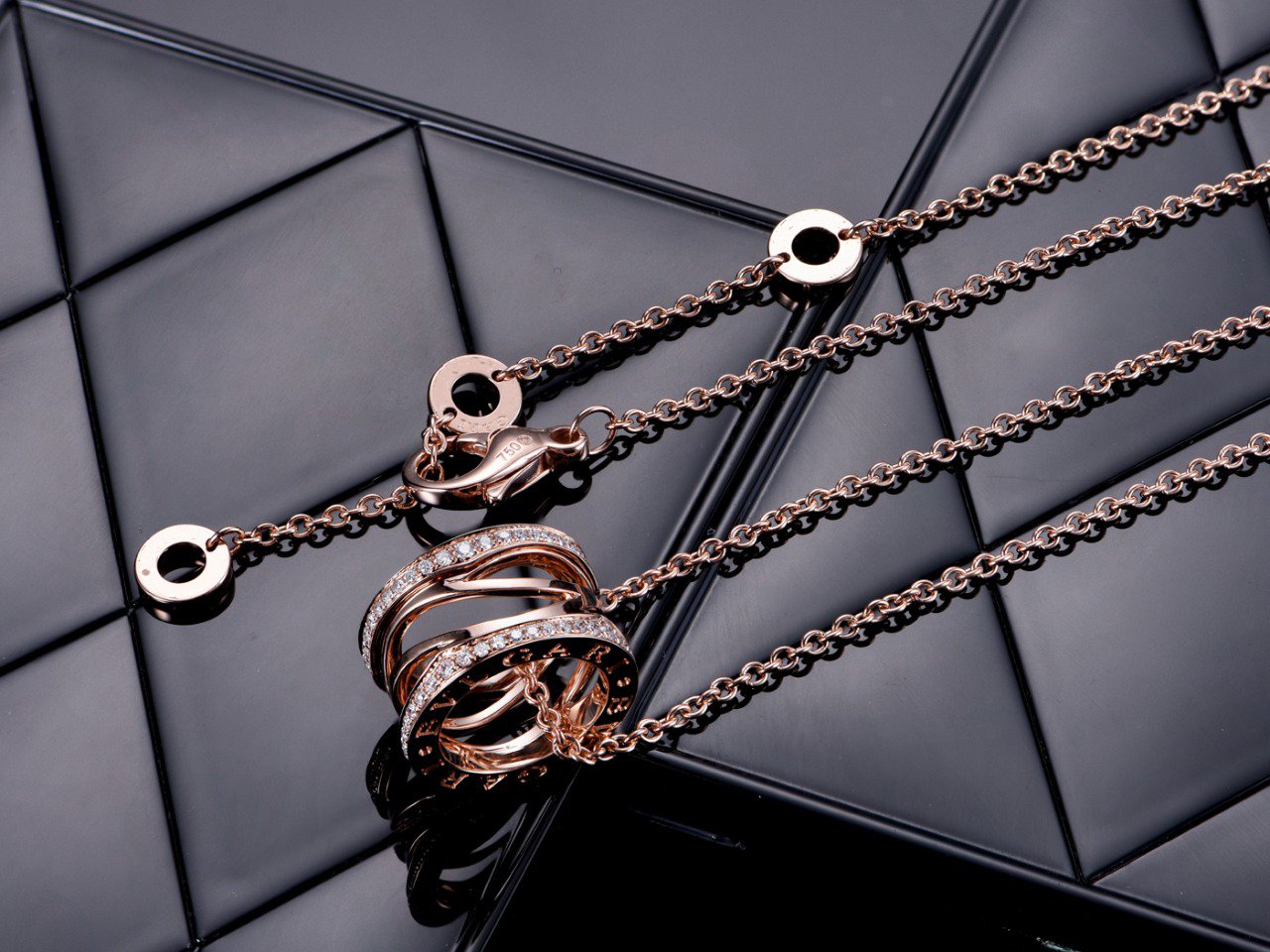 [LORA]ZERO 1 PINK GOLD DIAMOND OPEN NECKLACE