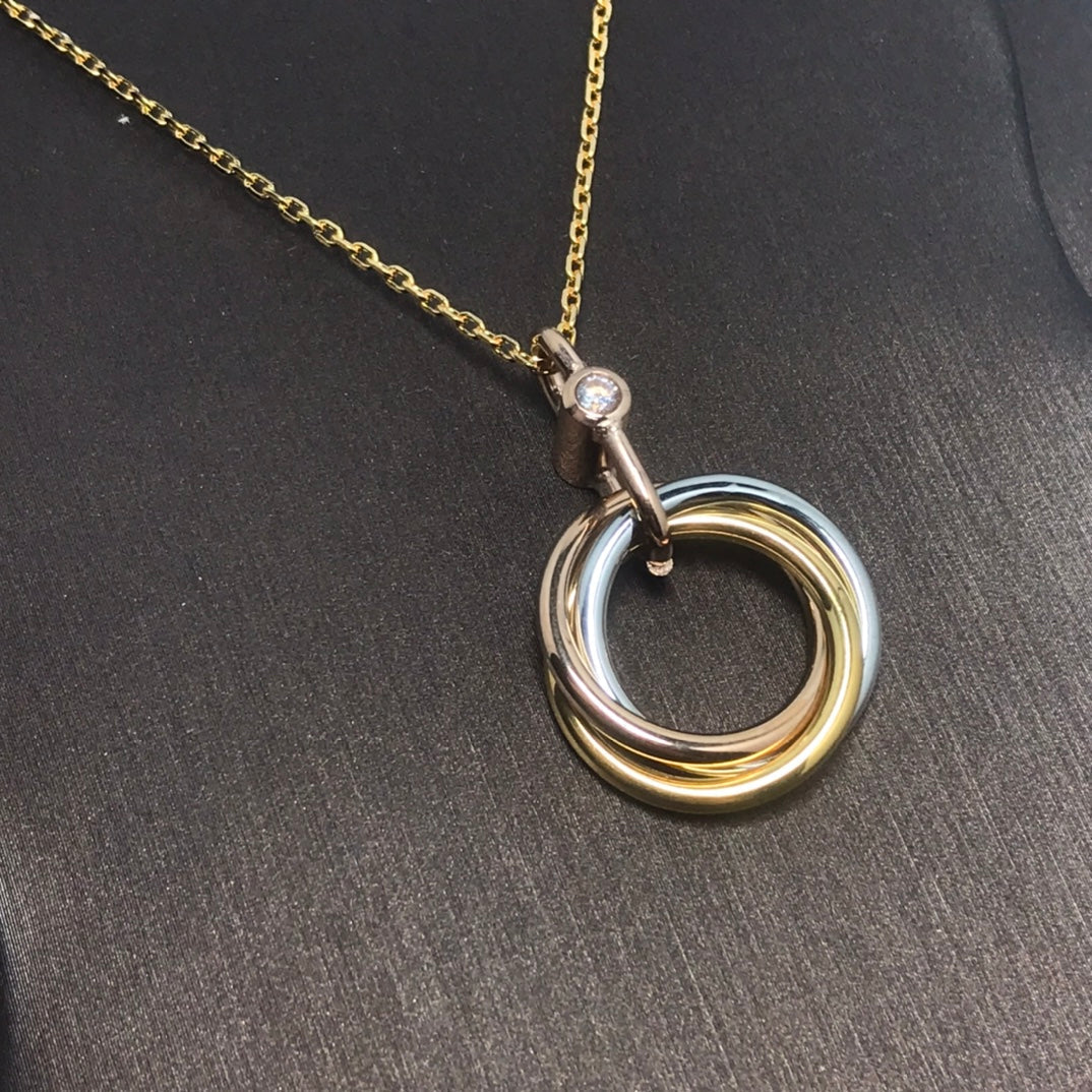 [LORA]TRINITY SILVER GOLD PINK GOLD NECKLACE