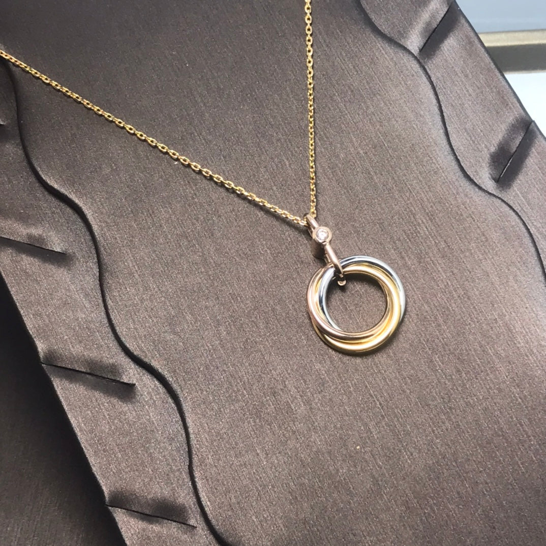 [LORA]TRINITY SILVER GOLD PINK GOLD NECKLACE