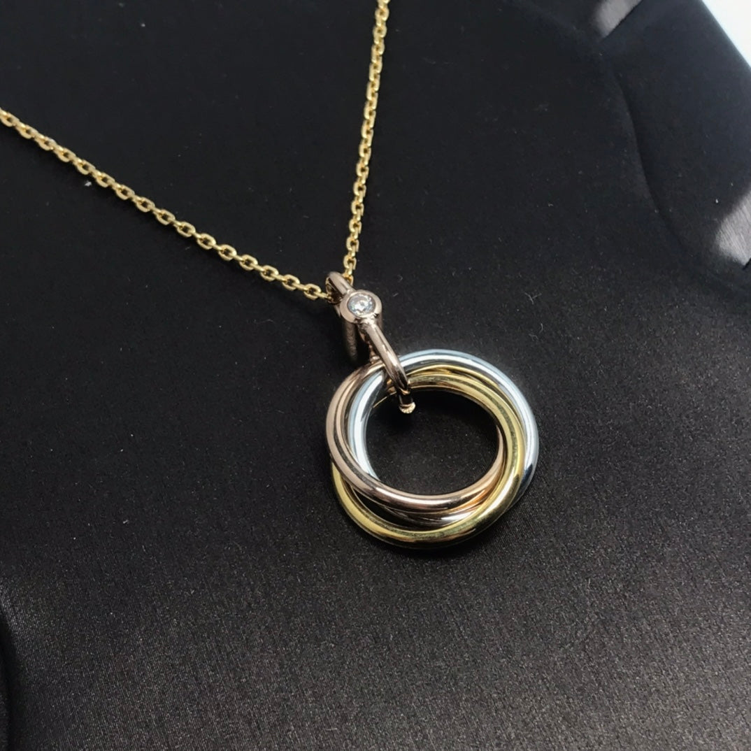 [LORA]TRINITY SILVER GOLD PINK GOLD NECKLACE