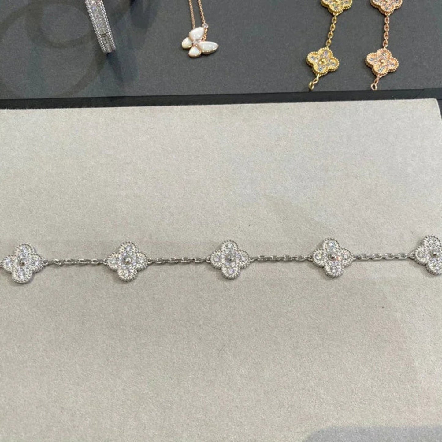 [LORA]CLOVER 5 MOTIFS  DIAMOND BRACELET SILVER
