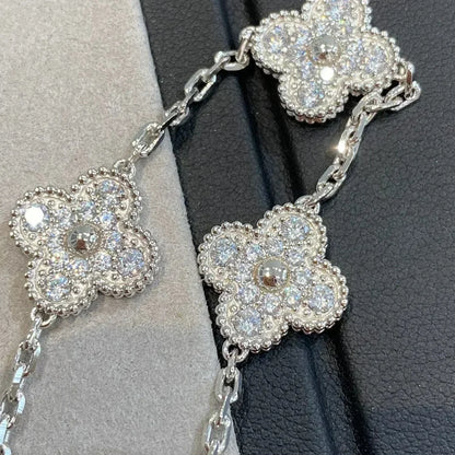[LORA]CLOVER 5 MOTIFS  DIAMOND BRACELET SILVER