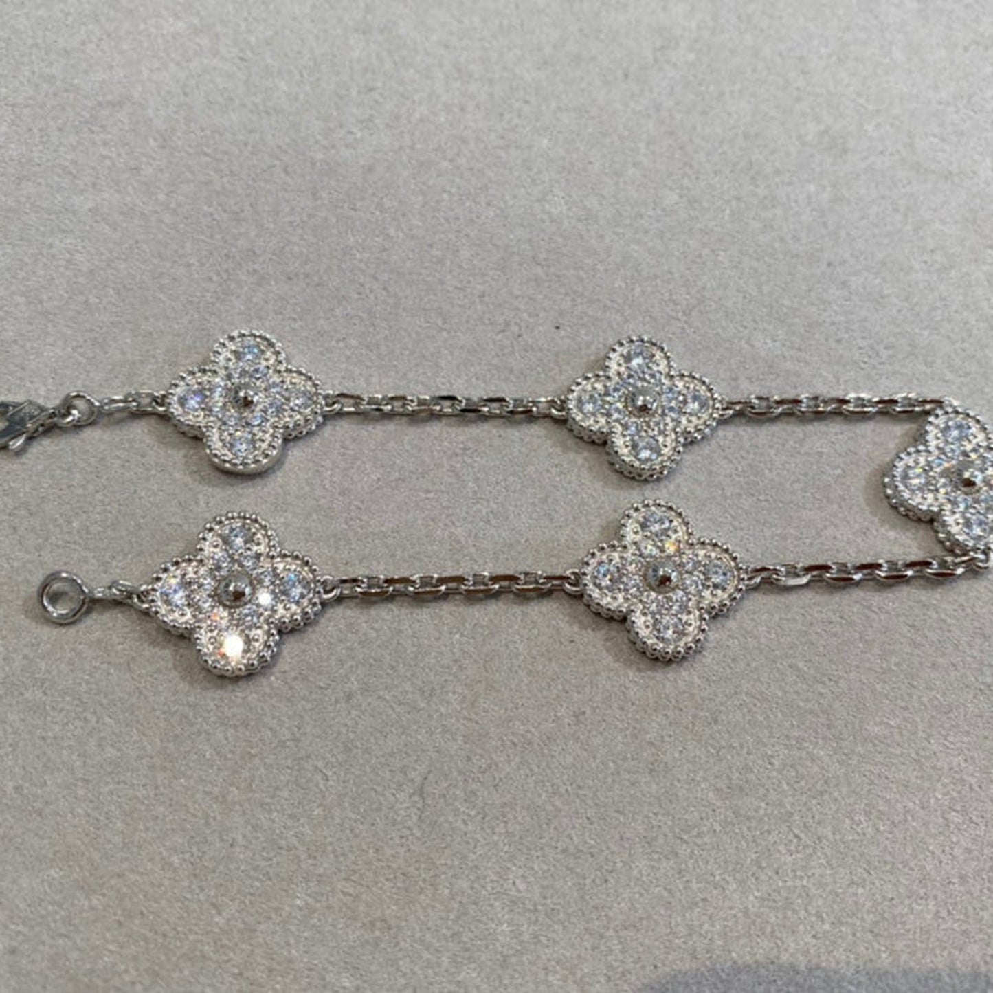 [LORA]CLOVER 5 MOTIFS  DIAMOND BRACELET SILVER