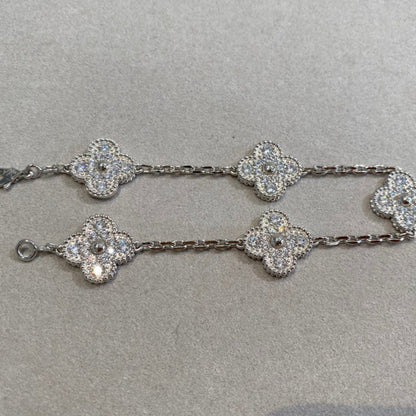 [LORA]CLOVER 5 MOTIFS  DIAMOND BRACELET SILVER