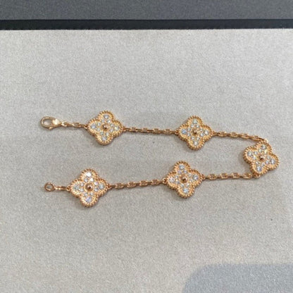 [LORA]CLOVER 5 MOTIFS  FULL DIAMOND BRACELET