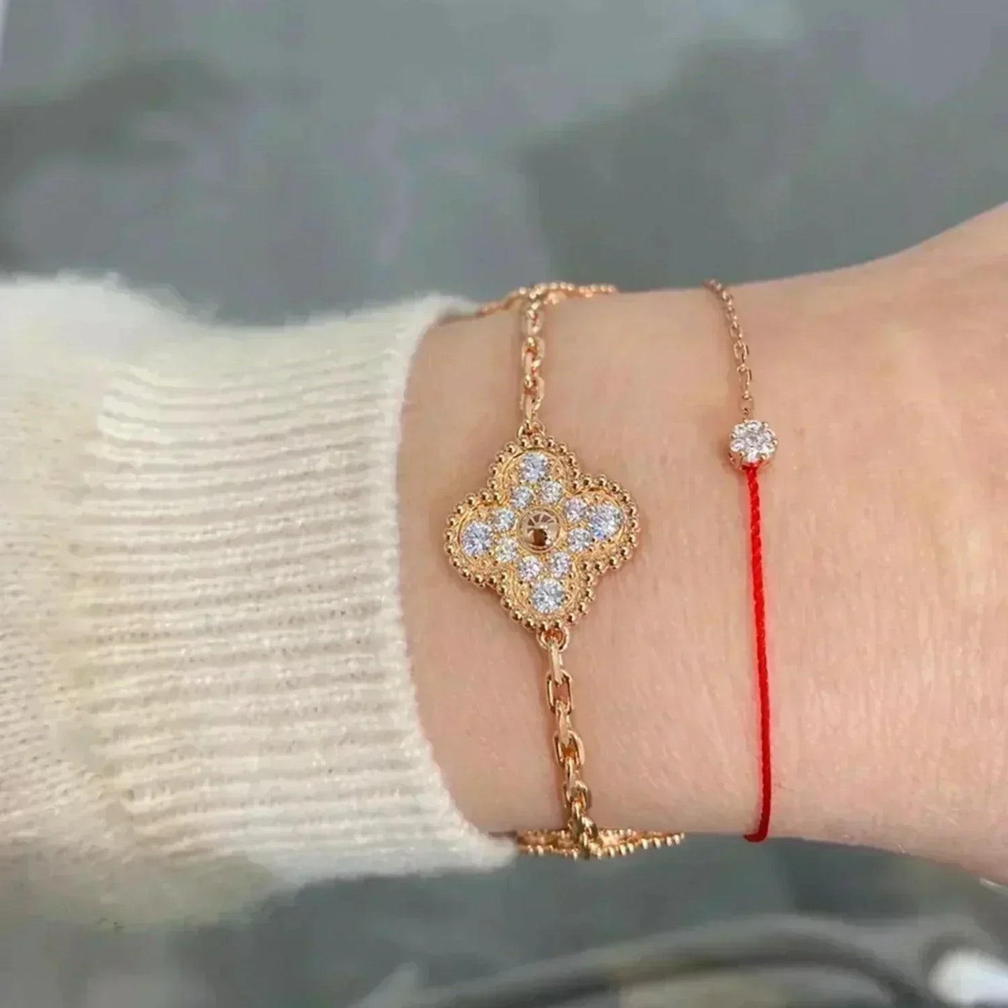 [Lora] CLOVER 5 MOTIF FULL DIAMOND BRACELET COLLECTION