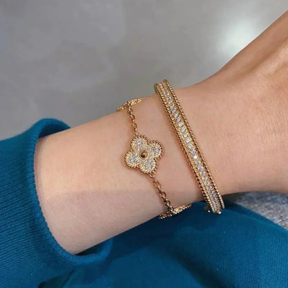[LORA]CLOVER 5 MOTIFS  FULL DIAMOND BRACELET