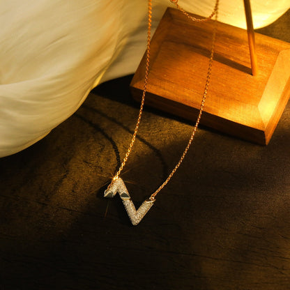 [LORA]VOLT SILVER DIAMOND PEDANT NECKLACE