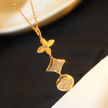 [LORA]STAR AND SUN DIAMOND PINK GOLD NECKLACE