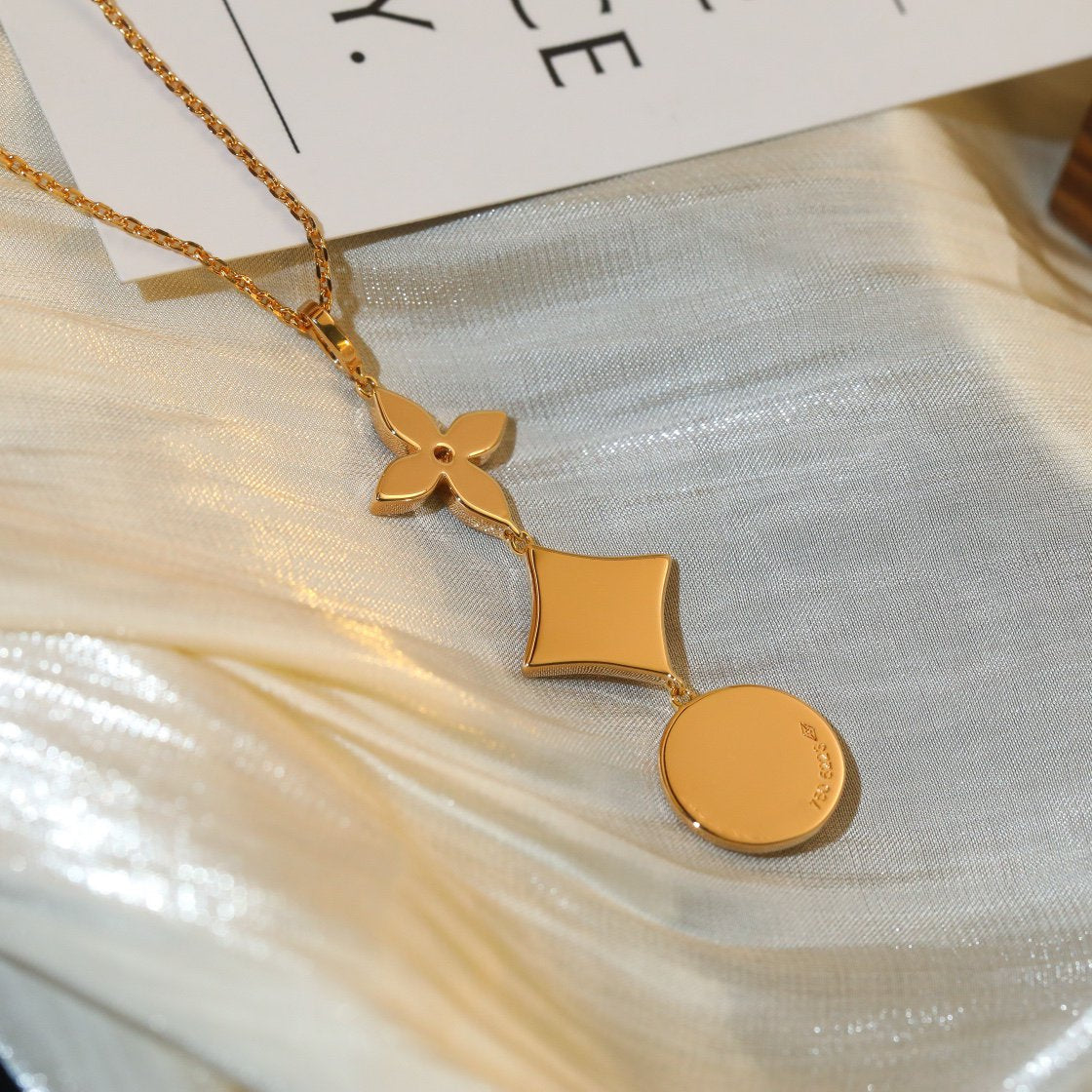 [LORA]STAR AND SUN DIAMOND PINK GOLD NECKLACE