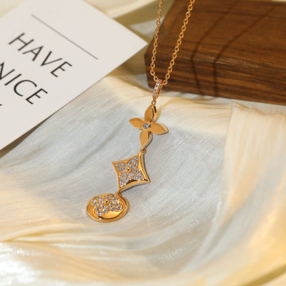 [LORA]STAR AND SUN DIAMOND PINK GOLD NECKLACE