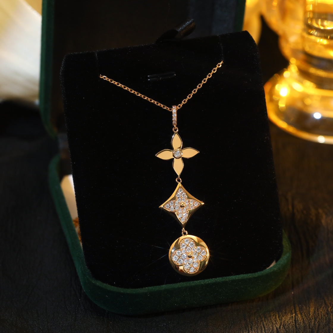 [LORA]STAR AND SUN DIAMOND PINK GOLD NECKLACE