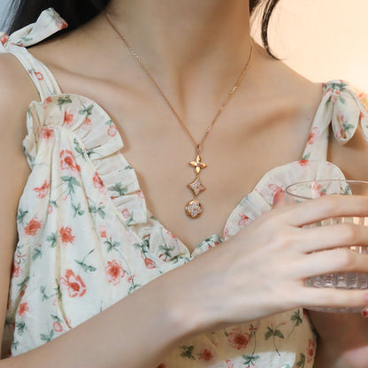 [LORA]STAR AND SUN DIAMOND PINK GOLD NECKLACE