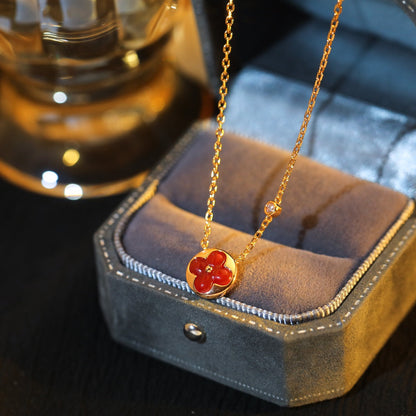 [LORA]SUN PEDANT PINK GOLD 1 DIAMOND NECKLACE