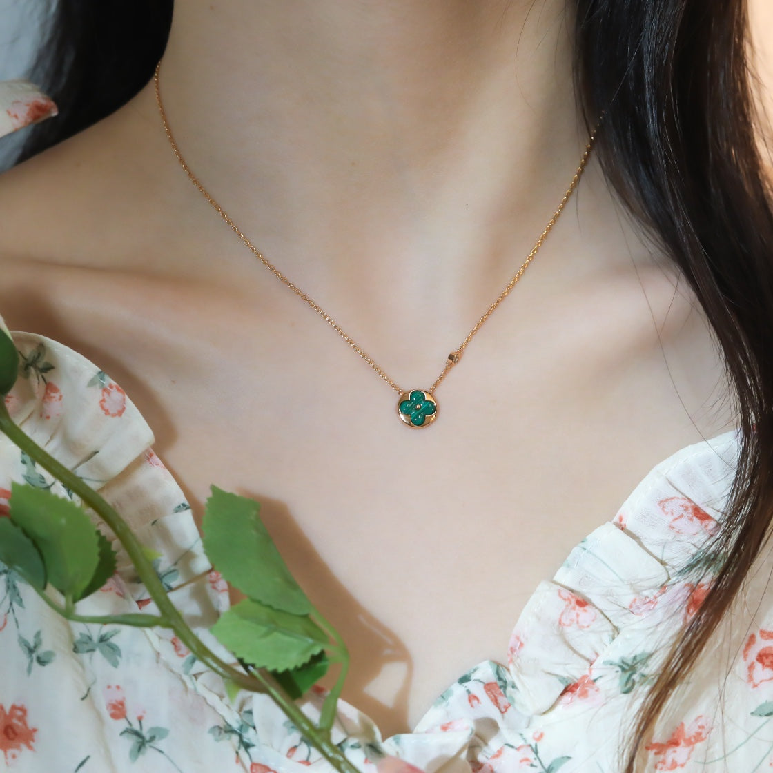 [LORA]SUN PEDANT PINK GOLD 1 DIAMOND NECKLACE