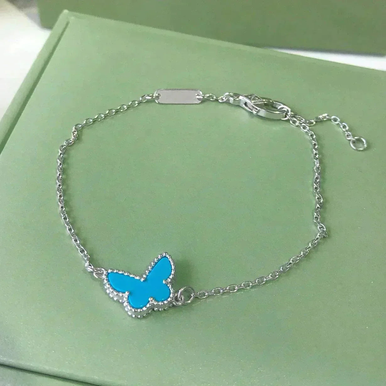 [LORA]BUTTERFLY TURQUOISE BUTTERFLY BRACELET SILVER