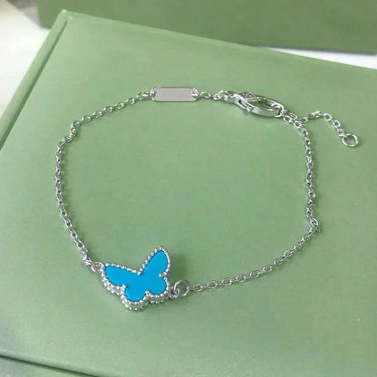 [LORA]BUTTERFLY TURQUOISE BUTTERFLY BRACELET SILVER