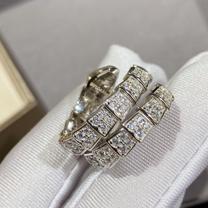 [LORA]SERPENTI DOUBLE RING SILVER DIAMOND PAVED