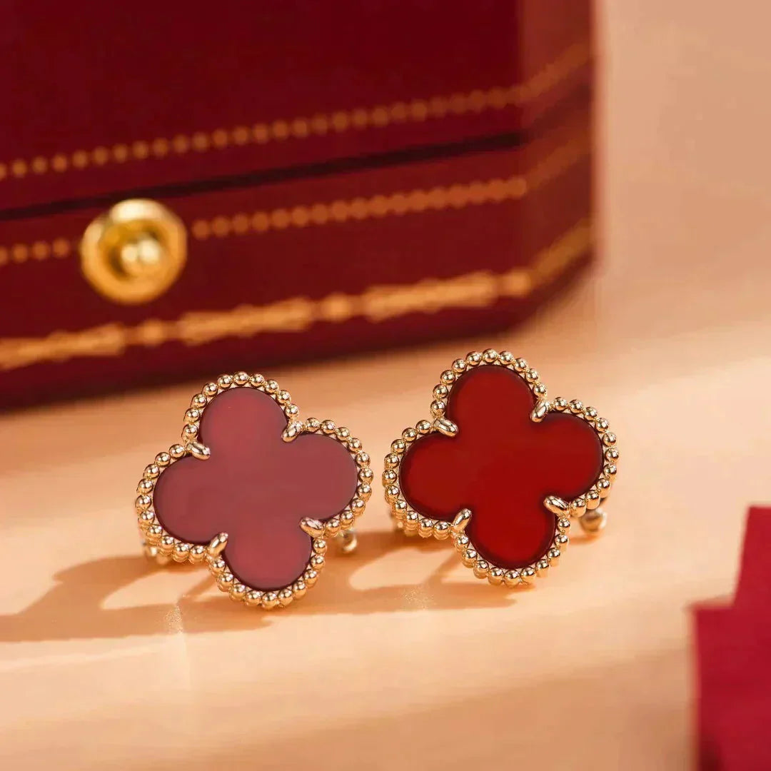 [LORA]CLOVER MEDIUM 1 MOTIFS CARNELIAN  EARRINGS