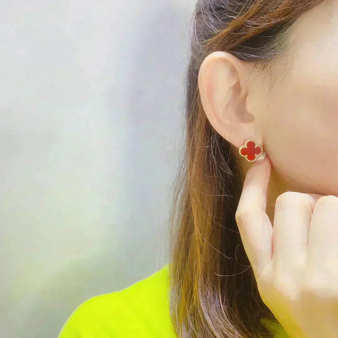 [LORA]CLOVER MEDIUM 1 MOTIFS CARNELIAN  EARRINGS
