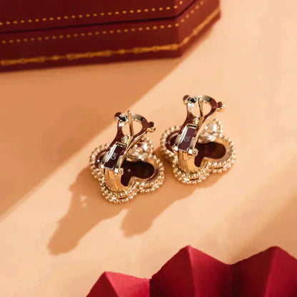[LORA]CLOVER MEDIUM 1 MOTIFS CARNELIAN  EARRINGS