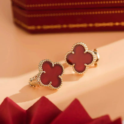 [LORA]CLOVER MEDIUM 1 MOTIFS CARNELIAN  EARRINGS