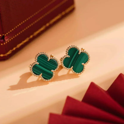 [LORA]CLOVER MEDIUM 1 MOTIFS MALACHITE  EARRINGS