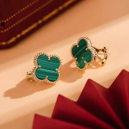 [LORA]CLOVER MEDIUM 1 MOTIFS MALACHITE  EARRINGS