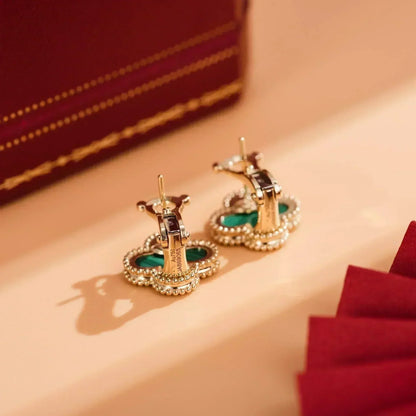 [LORA]CLOVER MEDIUM 1 MOTIFS MALACHITE  EARRINGS