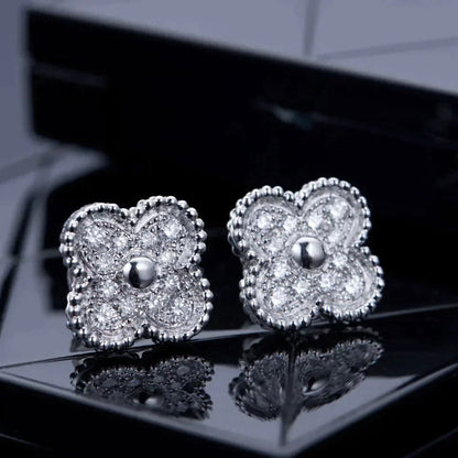 [LORA]CLOVER 1 MOTIFS DIAMOND STUD EARRINGS SILVER