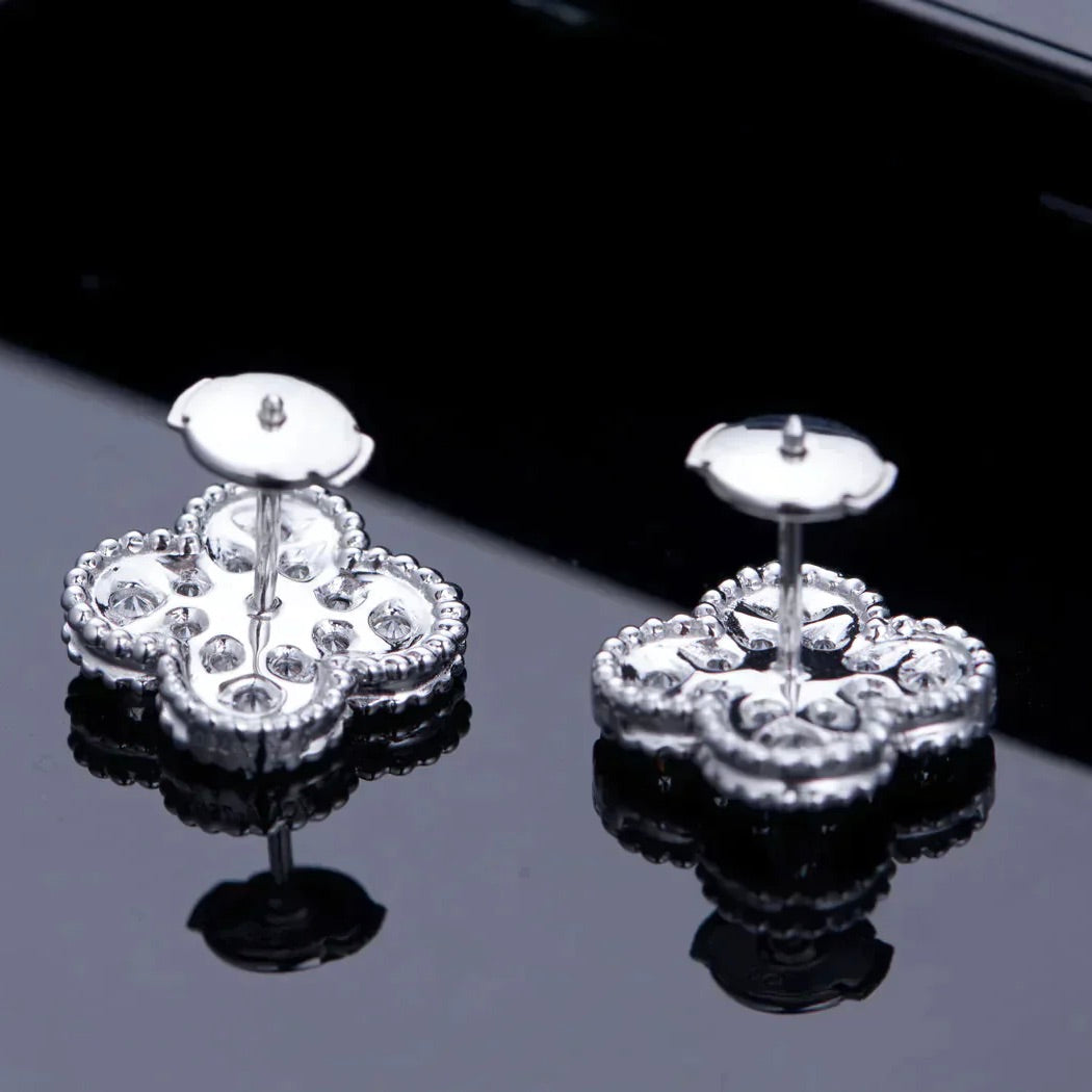 [LORA]CLOVER 1 MOTIFS DIAMOND STUD EARRINGS SILVER