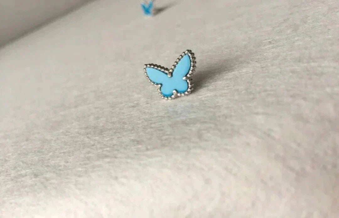 [LORA]BUTTERFLY TURQUOISE EARRINGS SILVER