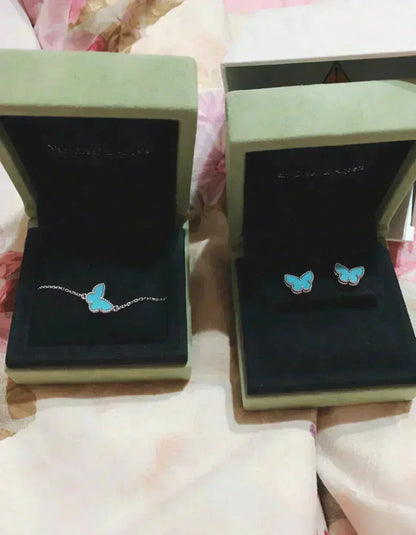 [LORA]BUTTERFLY TURQUOISE EARRINGS SILVER