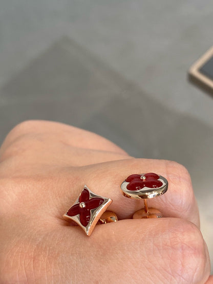 [LORA]STAR AND SUN PINK GOLD CARNELIAN STUD EARRINGS