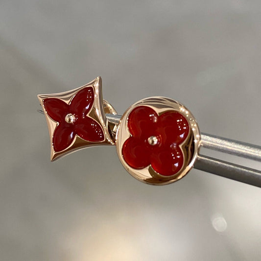 [LORA]STAR AND SUN PINK GOLD CARNELIAN STUD EARRINGS
