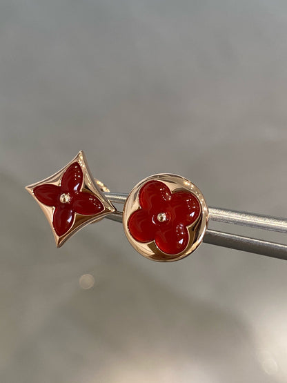 [LORA]STAR AND SUN PINK GOLD CARNELIAN STUD EARRINGS
