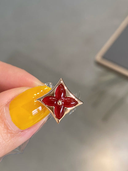 [LORA]STAR AND SUN PINK GOLD CARNELIAN STUD EARRINGS