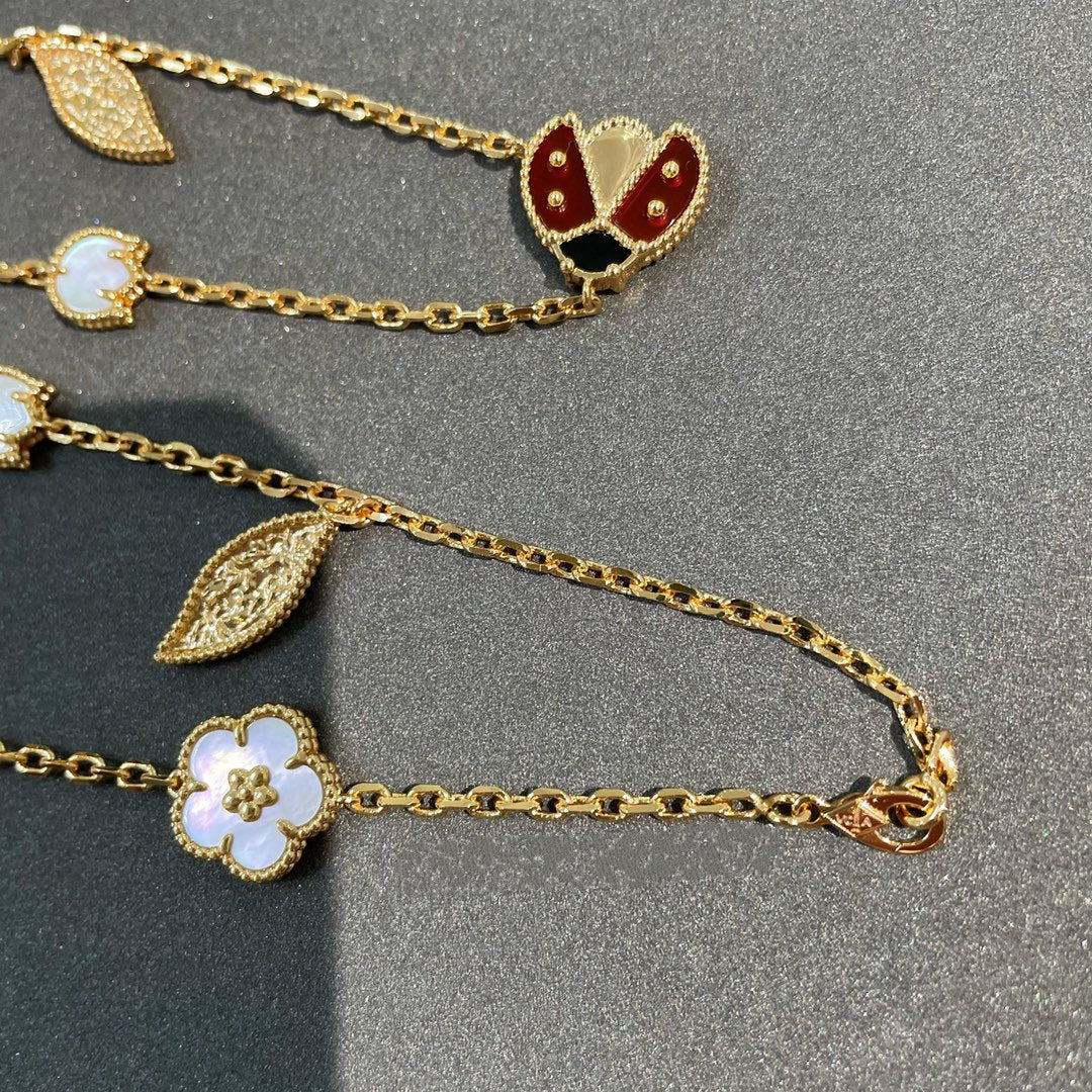 [LORA]LUCKY SPRING 15 MOTIFS GOLD NECKLACE