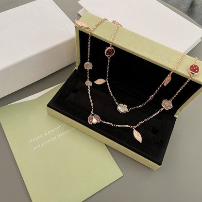 [LORA]LUCKY SPRING 15 MOTIFS ROSE GOLD NECKLACE