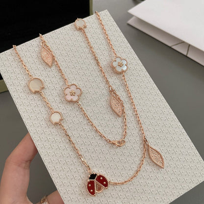 [LORA]LUCKY SPRING 15 MOTIFS ROSE GOLD NECKLACE