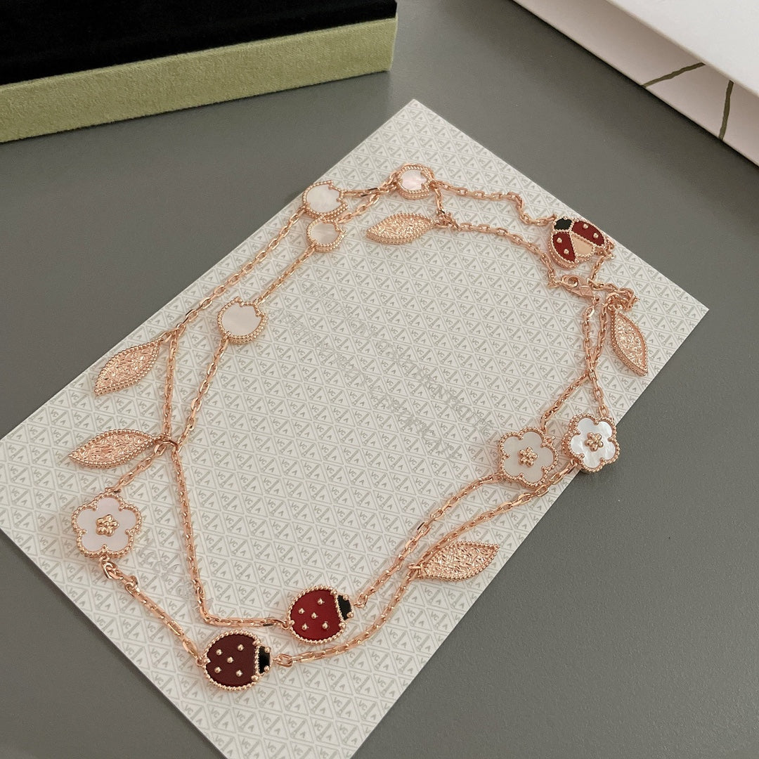 [LORA]LUCKY SPRING 15 MOTIFS ROSE GOLD NECKLACE