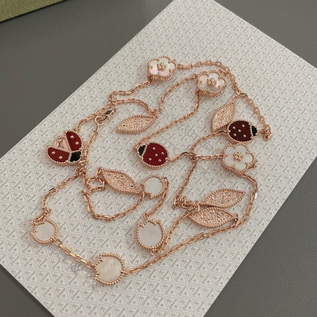 [LORA]LUCKY SPRING 15 MOTIFS ROSE GOLD NECKLACE