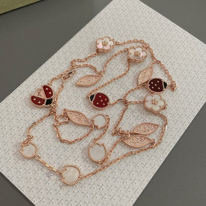 [LORA]LUCKY SPRING 15 MOTIFS ROSE GOLD NECKLACE