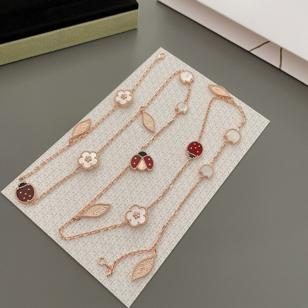 [LORA]LUCKY SPRING 15 MOTIFS ROSE GOLD NECKLACE